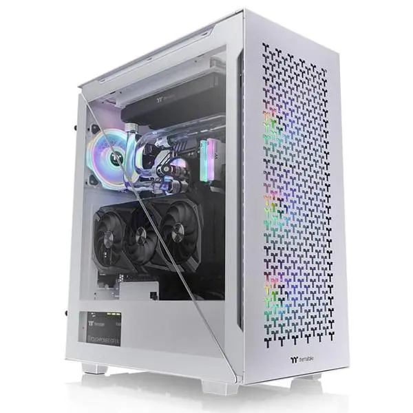 Кутия Thermaltake Divider 500 TG Air Snow, ATX/mATX/Mini-ITX, 1x USB 3.2 Gen 2 Type-C, 2x USB 3.0, с прозорец, бяла, без захранване