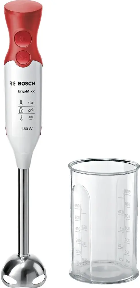 Bosch MSM64110, Blender, 450 W, Included transparent jug, White, red - MSM64110