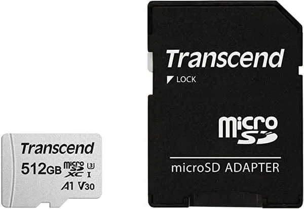 Transcend 512GB microSD w/ adapter UHS-I U3 A1 - TS512GUSD300S-A