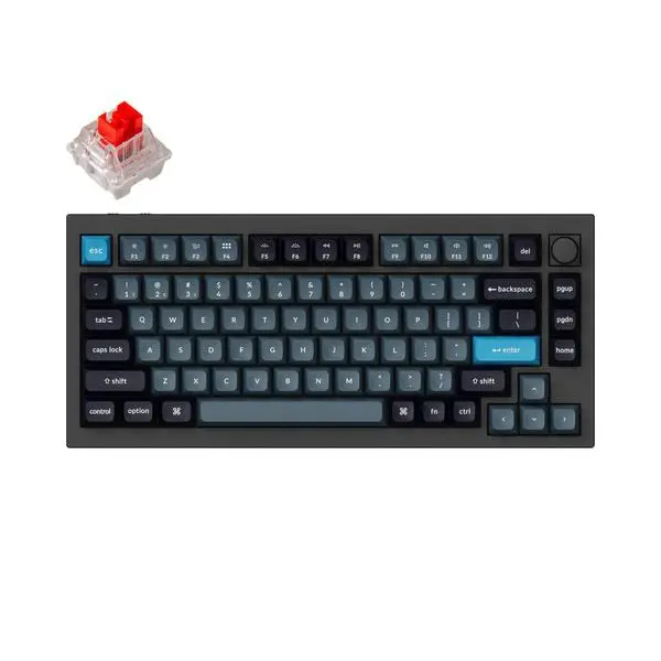 Геймърска Механична клавиатура Keychron Q1 Pro Black-Blue QMK TKL K Pro Red Switch RGB LED PBT - KEYCHRON-KEY-Q1P-M1