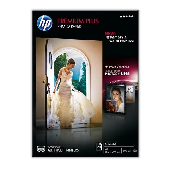 HP Premium Plus Glossy Photo Paper-20 sht/A4/210 x 297 mm - CR672A