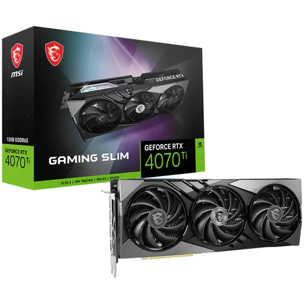 MSI Video Card Nvidia GeForce RTX 4070 TI GAMING SLIM 12G, 12GB GDDR6X, 192bit, Boost: 2610 MHz, 7680 CUDA Cores, PCIe 4.0, 3x DP 1.4a, HDMI 2.1a, RAY TRACING - RTX_4070_TI_GAMING_SLIM_12G