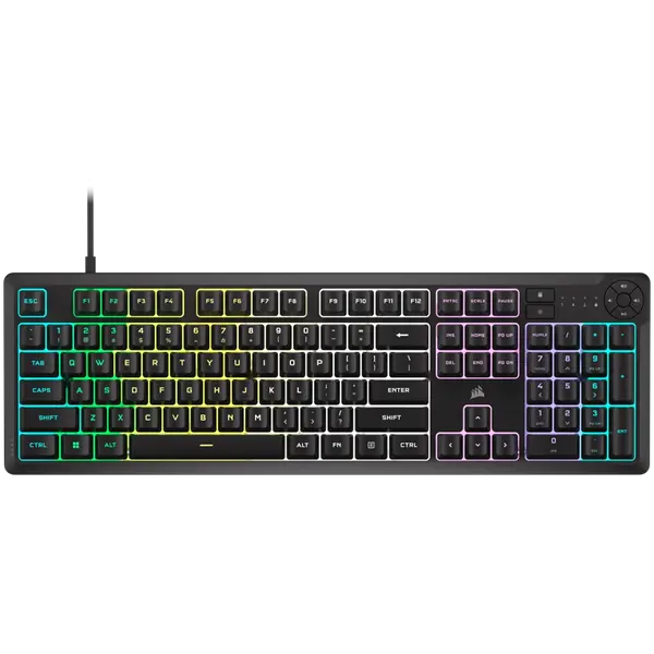Corsair K55 CORE RGB Gaming Keyboard - Black, Fully customizable ten-zone RGB backlight - CH-9226C65-NA