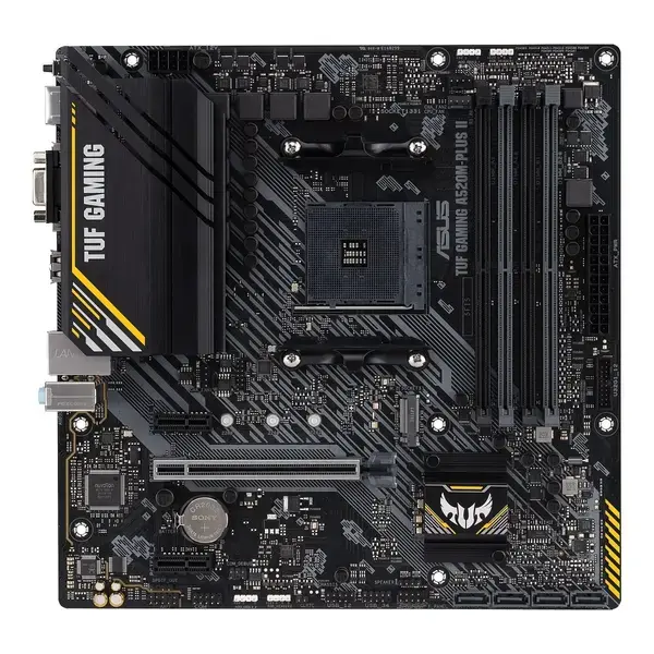 Дънна платка Asus TUF GAMING A520M-PLUS II, A520, DDR4, PCI-E 3.0 (DP/HDMI/VGA), 4x SATA 6Gb/s, 1x M.2, 4x USB 3.2 Gen 1, Micro ATX - 90MB17G0-M0EAY0