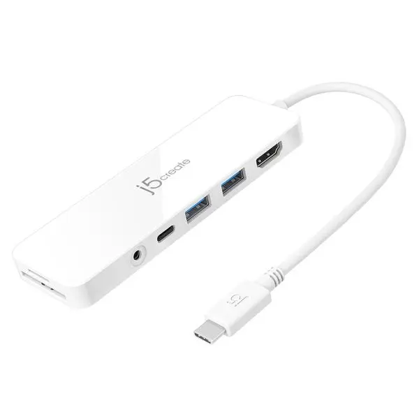 6-портов хъб j5create Multi-Port JCD373, USB, HDMI, SD, 3.5 mm jack с PD - J5-JCD373