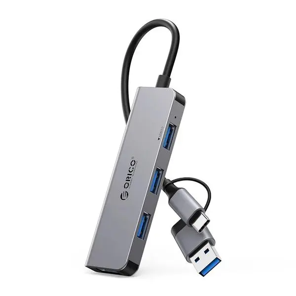 Orico Orico хъб HUB USB-C/USB-A 4 port USB3.0 x 1, USB2.0 x 3, Aluminium YSA5-U3-GY - YSA5-U3-GY-BP