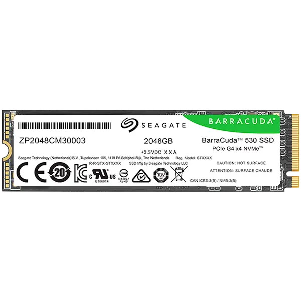 SSD SEAGATE BarraCuda 530 2.048TB M.2 2280-S2 PCIe Gen4 x4 NVMe 2.0, Read/Write: 7400/6400 MBps, TBW 1200 - (1005) - ZP2048CM3A003