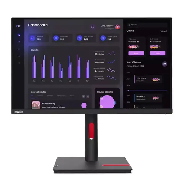 Lenovo ThinkVision T24i-30 (63CFMATXEU), 23.8" (60.45cm), IPS панел, Full HD, 4ms, 1 000:1, 250cd/m2, HDMI, DisplayPort, VGA, USB