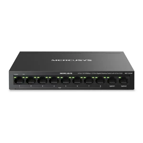 10-портов Gigabit Desktop комутатор с 8-Port PoE+ Mercusys MS110CMP (v)
