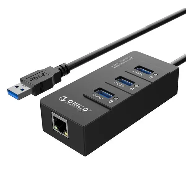Orico Хъб USB3.0 HUB 4 port + LAN HR01-U3 - HR01-U3-V1-BK-BP
