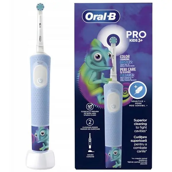 Ел. четка за зъби Oral-B Pro Kids 3+ Chameleon, 2 режима на работа, синя