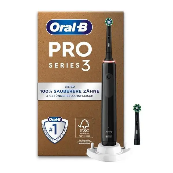 Ел. четка за зъби Oral-B Pro Series 3, 360° контрол на налягането, 3 режима, 3D технология за почистване, черна