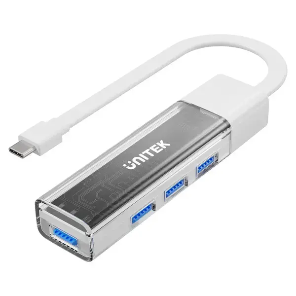 Unitek Хъб USB-C/USB-A 3.0 HUB 4 port, Bi-Directional, Detachable Cable, White - H1319AWH01