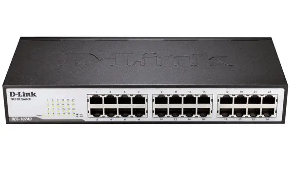 D-Link 24-Port 10/100Mbps Fast Ethernet Unmanaged Switch, rack mountable - DES-1024D