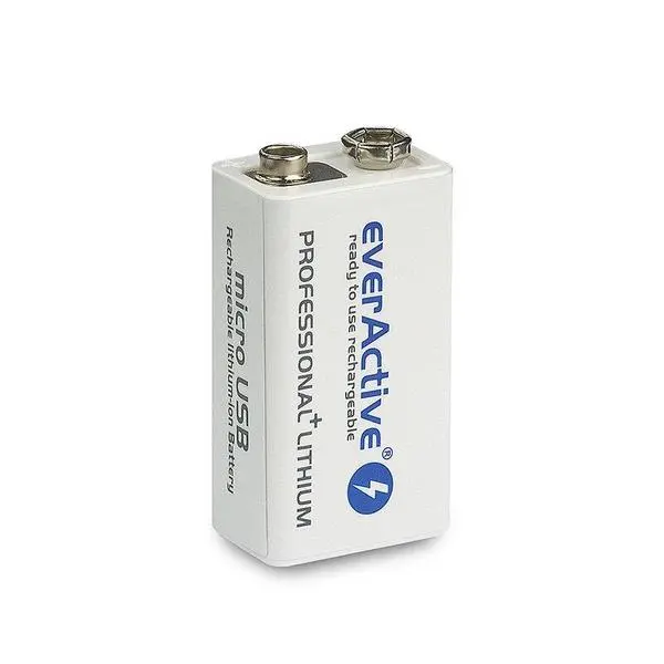 Акумулаторна Батерия R22 9V LiIon 500mAh/550 precharged +micro Usb  1бр. в опаковка EVERACTIVE - EVER-BR-R22-LIION-500MA
