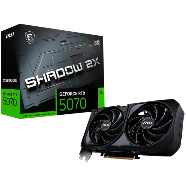 MSI Video Card Nvidia GeForce RTX 5070 12G SHADOW 2X OC, 12GB GDDR7, 192bit, Effective Memory Clock: 28000MHz, Boost: 2542 MHz, 6144 CUDA Cores, PCIe 5.0 - RTX_5070_12G_SHADOW_2X_OC