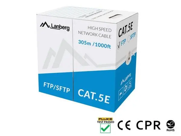 Lanberg LAN cable CAT.5e ftp 305m solid cu grey cpr + fluke passed - LCF5-11CU-0305-S