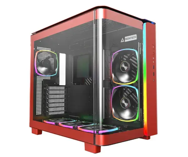 Montech кутия KING 95 Pro, Dual Chamber Mid-tower Case, 6 ARGB Fans, 2 Front Panels, Red - MONTECH-KING-95-PRO-RD