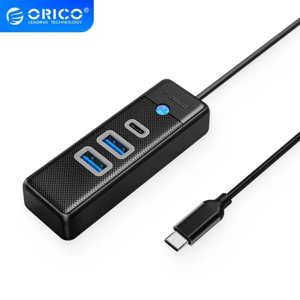 Orico Хъб HUB USB3.1 3 port 2 x USB3.0, 1 x Type C, Black PWC2U-C3-015-BK - PWC2U-C3-015-BK-EP