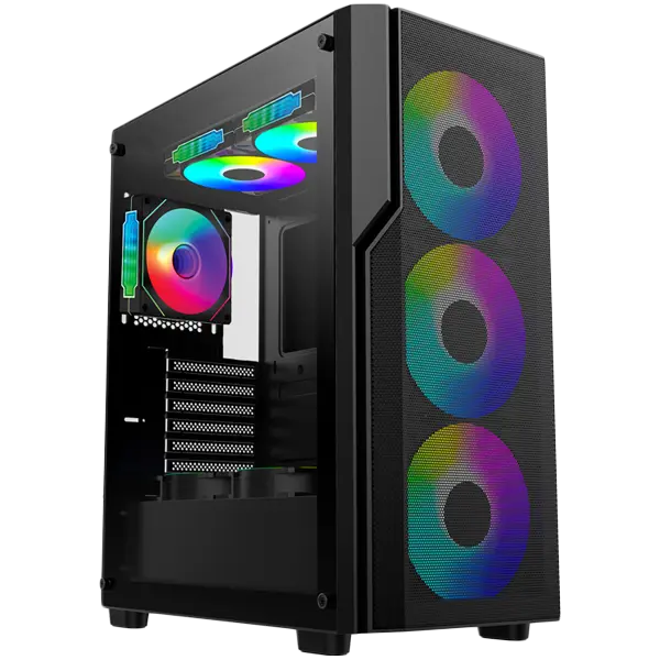 Chassis FC-C01 ARGB 7 slots; 1x Type-C, 3x USB 3.0; 3 x12cm ARGB front;  1 x12cm ARGB back; - FC-C01_ARGB