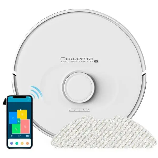 Прахосмукачка Rowenta X-PLORER 75 S RR8577WH, без торба, безжична, 0.3 l капацитет на резервоара, до 120 минути работа, 4 степени на подаване на вода, бяла