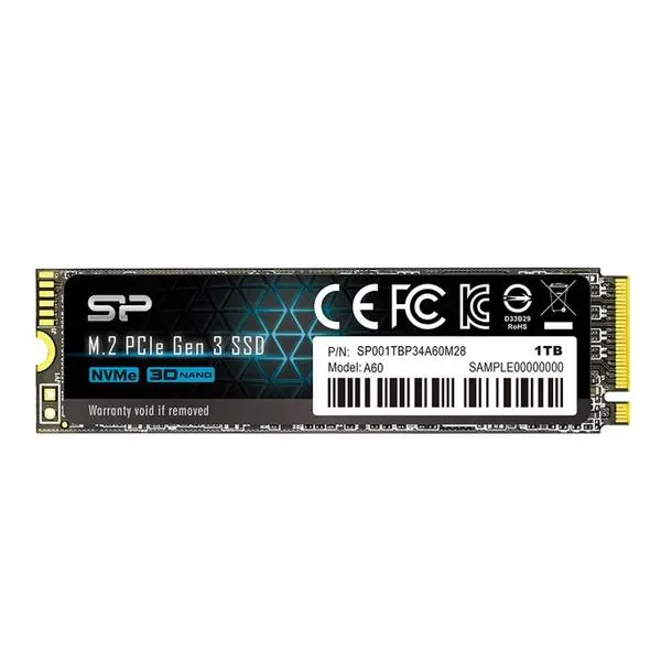 Памет SSD 1TB, Silicon Power A60, NVMe, M.2 (2280), скорост на четене 2200 MB/s, скорост на запис 1600 MB/s
