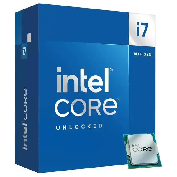 Процесор Intel Core i7-14700K, двадесетядрен (3.4/5.6GHz, 33MB Cache, 0.3-1.6GHz графична честота, LGA1700), BOX, без охлаждане, BX8071514700K