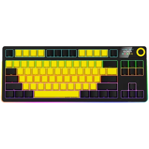 LORGAR KBP70TKLW, Wireless TKL Mechanical Gaming Keyboard Pro, Black/yellow, EN layout - LRG-KBP70TKLW-YL-US