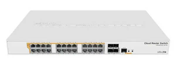 24 портов гигабит Ethernet комутатор MikroTik CRS328-24P-4S+RM