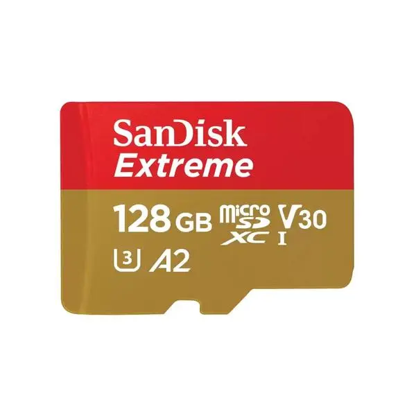 SANDISK Extreme microSDXC, 128GB, Class 10 U3, V30 90 MB/s, SD-SDSQXAA-128G-GN6MA