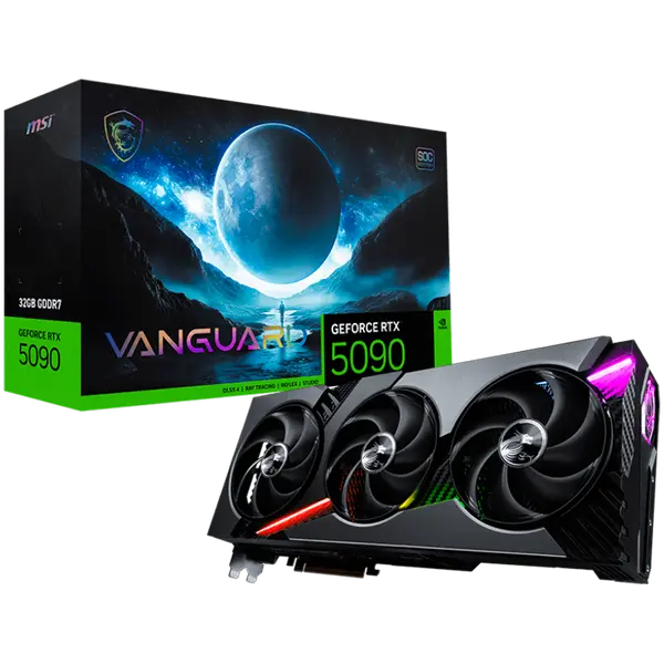 MSI Video Card Nvidia GeForce RTX 5090 32G VANGUARD SOC, 32GB GDDR7, 512bit, Effective Memory Clock: 28000MHz, Boost: 2512 MHz, 21760 CUDA Cores, PCIe 5.0 - RTX_5090_32G_VANGUARD_SOC
