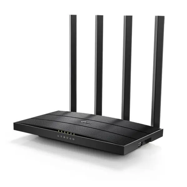 Рутер TP-Link Archer C6U, 1200Mbps, 2.4GHz (300 Mbps)/ 5GHz (867 Mbps), Wireless AC, 4x LAN 10/100/1000, 1x WAN 10/100/1000, 4x външни антени, USB