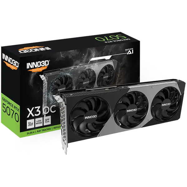 INNO3D NVIDIA RTX 5070 X3 OC 12GB GDDR7 192bit, 2542MHz / 28Gbps, 3x DP, 1x HDMI, 3 fans 2 slot - N50703-12D7X-195064L
