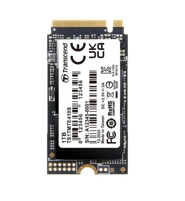 Transcend 1TB, M.2 2242, PCIe Gen4x4, NVMe, 3D TLC, DRAM-less - TS1TMTE410S - (P)