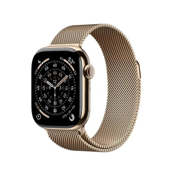 Apple Watch S11 Cellular 42mm Gold Titanium Case with Gold Milanese Loop - MF8Y4MP/A