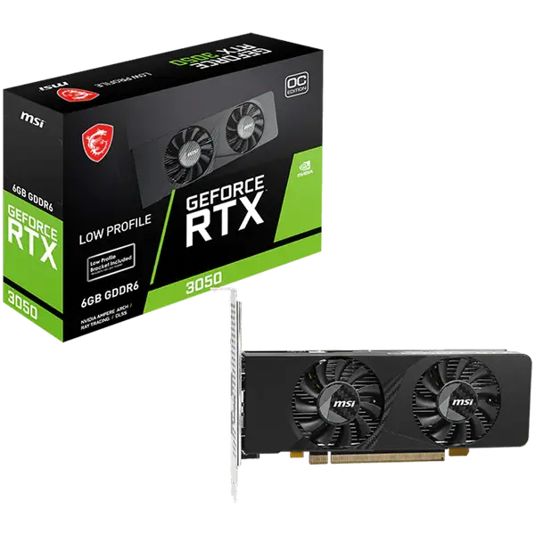 MSI Video Card Nvidia GeForce RTX 3050 LP E 6G OC, 2x HDMI, 1x DP, DUAL FAN, ATX - RTX_3050_LP_E_6G_OC