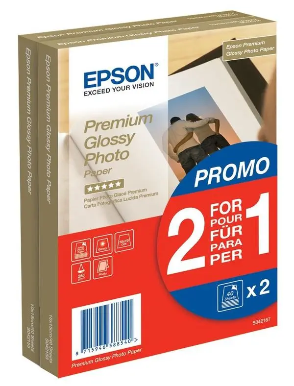 Epson Premium Glossy Photo Paper, 100 x 150 mm, 255g/m2, 80 Blatt - C13S042167