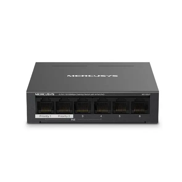 6-портов настолен комутатор Mercusys MS106LP 10/100 Mbps със 4 PoE+ порта (v)