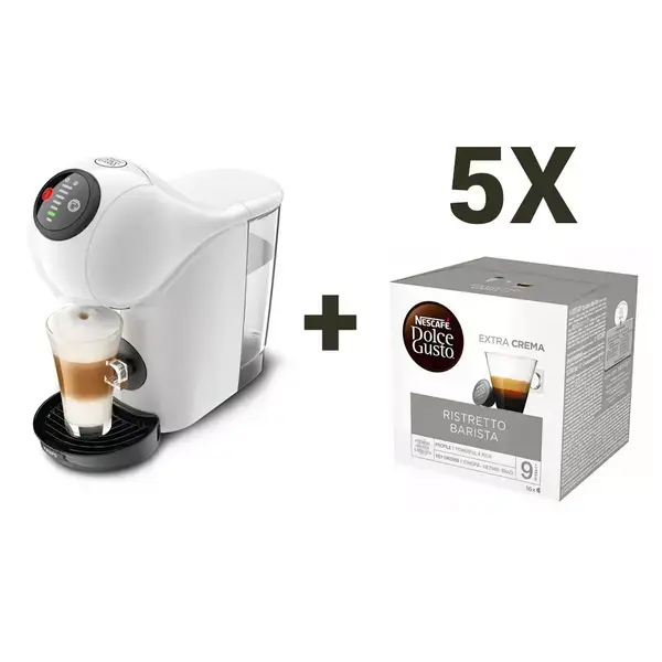 Кафемашина на капсули Krups Nescafe Dolce Gusto Genio S, 1500W, 15 bar, 0.8 l. обем на резервоара за вода, бяла, KP243110