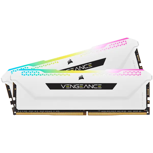 CORSAIR DDR4, 3200MHz 32GB 2x16GB Dimm, 16-20-20-38, XMP 2.0, Vengeance RGB Pro SL White Heatspreader, RGB LED, Black PCB, 1.35V, for AMD Ryzen & Intel - CMH32GX4M2E3200C16W