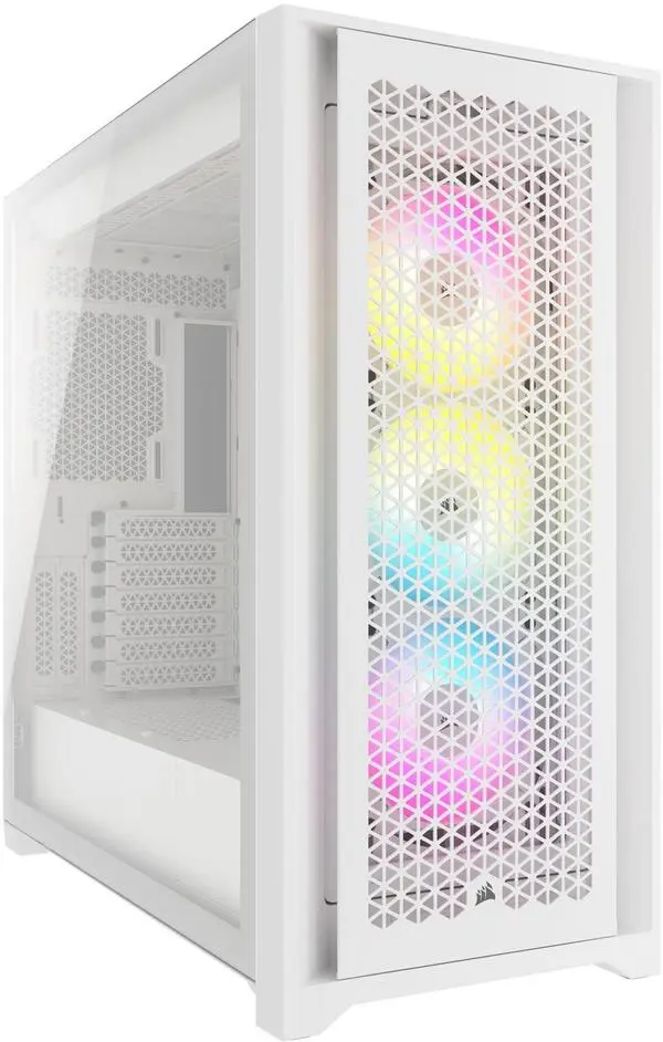 Кутия Corsair iCUE 5000D RGB Airflow Mid Tower, Tempered Glass, Бяла - CRS-CASE-9011243-WW