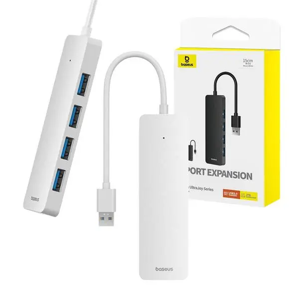 USB хъб Baseus 4 в 1 UltraJoy Lite USB-А към USB 3.0, 15 см B0005280B211-00 - бял