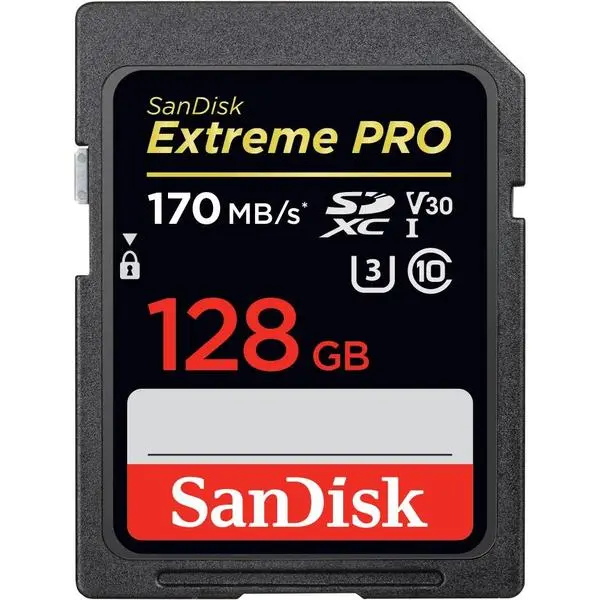 SANDISK Extreme PRO®, SDHC/SDXC, 128GB Class 10, U3, 170 Mb/s, SD-SDXXY-128G-GN4IN