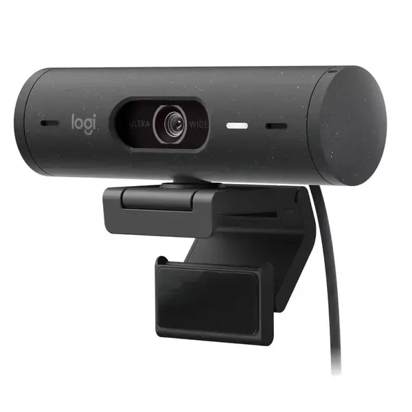 Уеб камера Logitech Brio 500 Graphite (960-001422), микрофон, FHD@30fps, HDR, 4x Digital zoom, Auto Focus, USB-C, сива