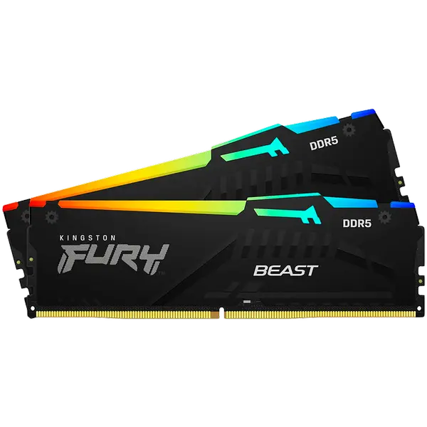 Kingston DRAM 16GB 5200MT/s DDR5 CL40 DIMM (Kit of 2) FURY Beast RGB XMP - KF552C40BBAK2-16