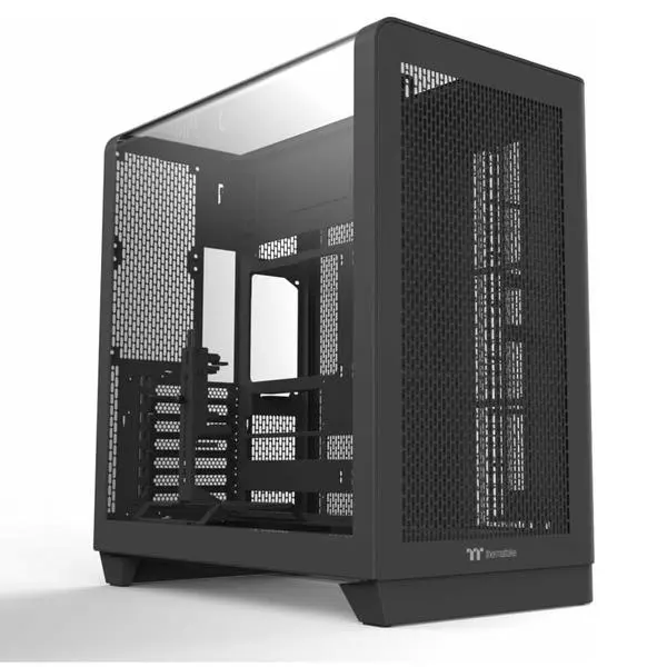 Кутия Thermaltake View 390 Air Mid Tower, ATX/microATX/Mini-ITX, 1x USB 3.2 Gen 2 Type-C, 2x USB 3.0, с прозорец, черна, без захранване