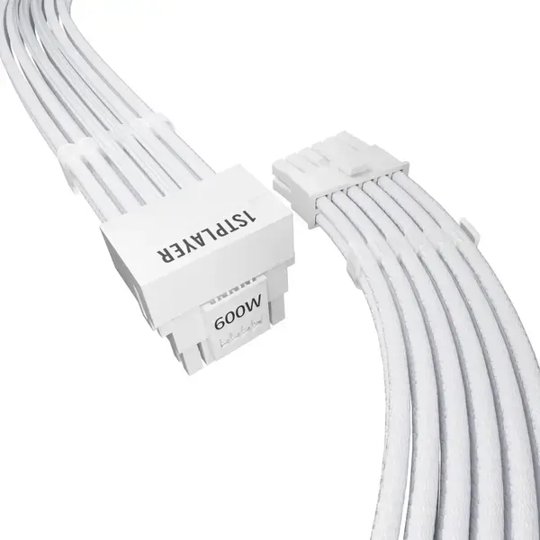 1stPlayer Модулен кабел Custom Sleeved Modding Cable White PCIe 5.0 12VHPWR M/M - FM2-B-WH
