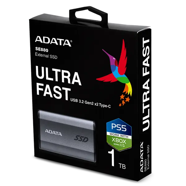 ADATA SSD 1TB EXT USB3.2 USB-C GRAY - AELI-SE880-1TCGY