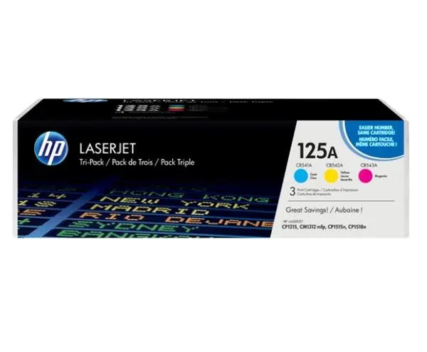 HP 125A CYM Tri-Pack LaserJet Toner Cartridge - CF373AM