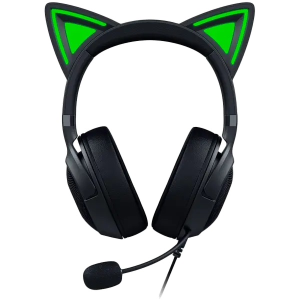 Kraken Kitty V2 - Black, Gaming headset, Kitty Ears, Stream Reactive Lighting, HyperClear Cardioid Mic - RZ04-04730100-R3M1
